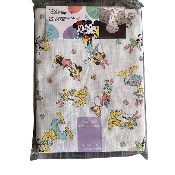 Disney Easter Tablecloth 52"x70" Featuring Mickey Mouse & Friends Peva flannelba - Picture 1 of 3